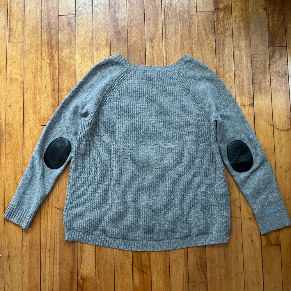 J. Crew Pullover Sweater Women’s Size S Gray Wool Long Sleeve Elbow Patch - Picture 7 of 7